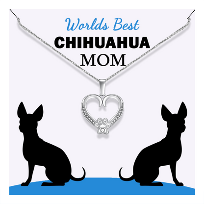 Worlds Best Chihuahua Mom Paw Heart Pendant