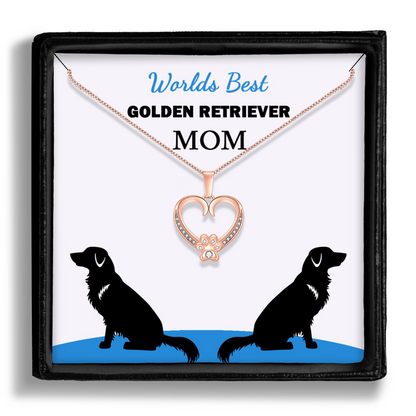 Worlds Best Golden Retriever Mom Paw Heart Pendant