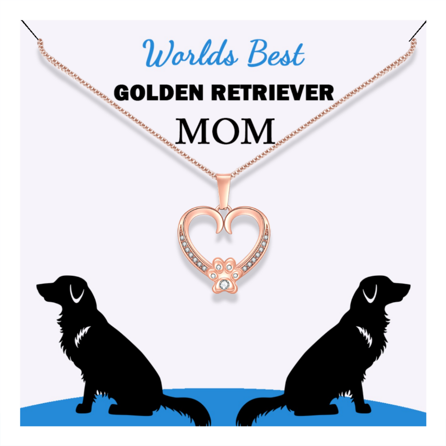 Worlds Best Golden Retriever Mom Paw Heart Pendant