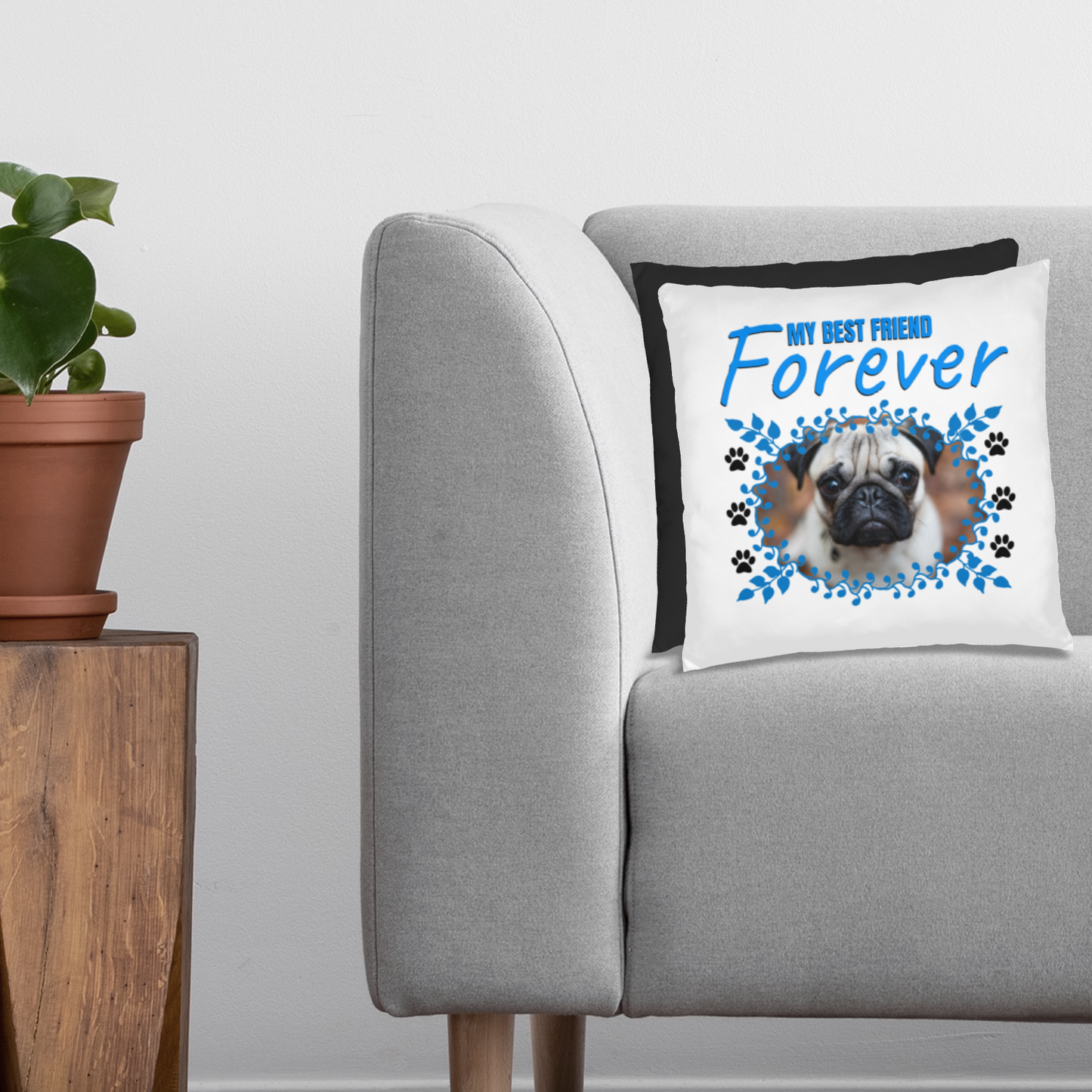 Personalized Pet Best Friend Pug Pillow