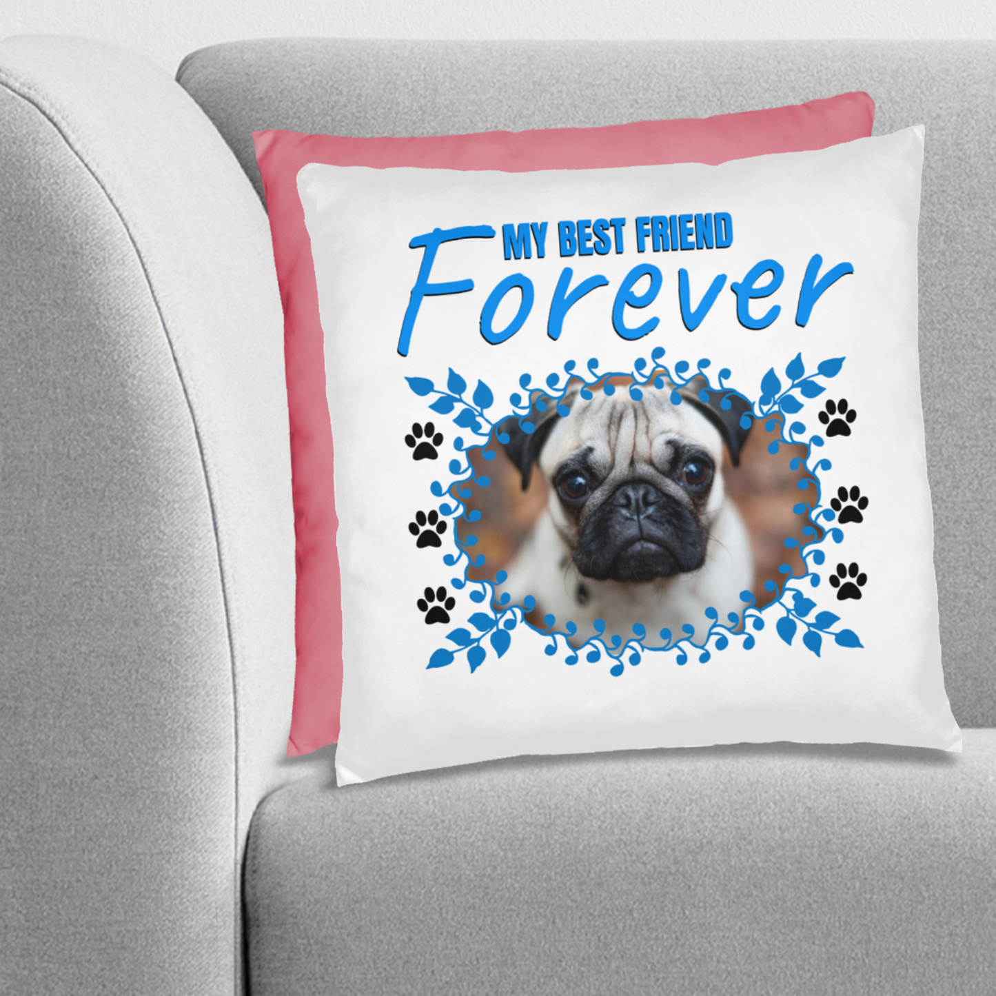 Personalized Pet Best Friend Pug Pillow