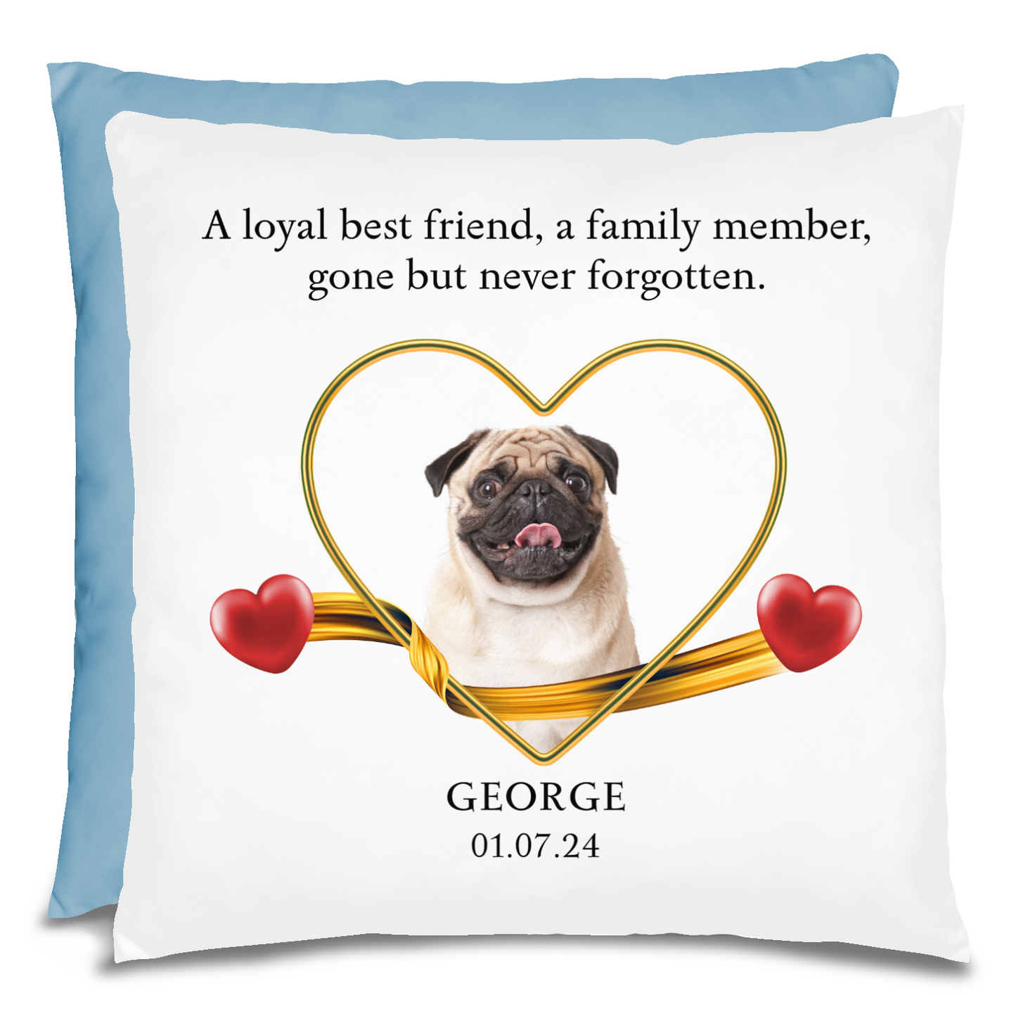 Personalized Pet Memorial Pug Pillow