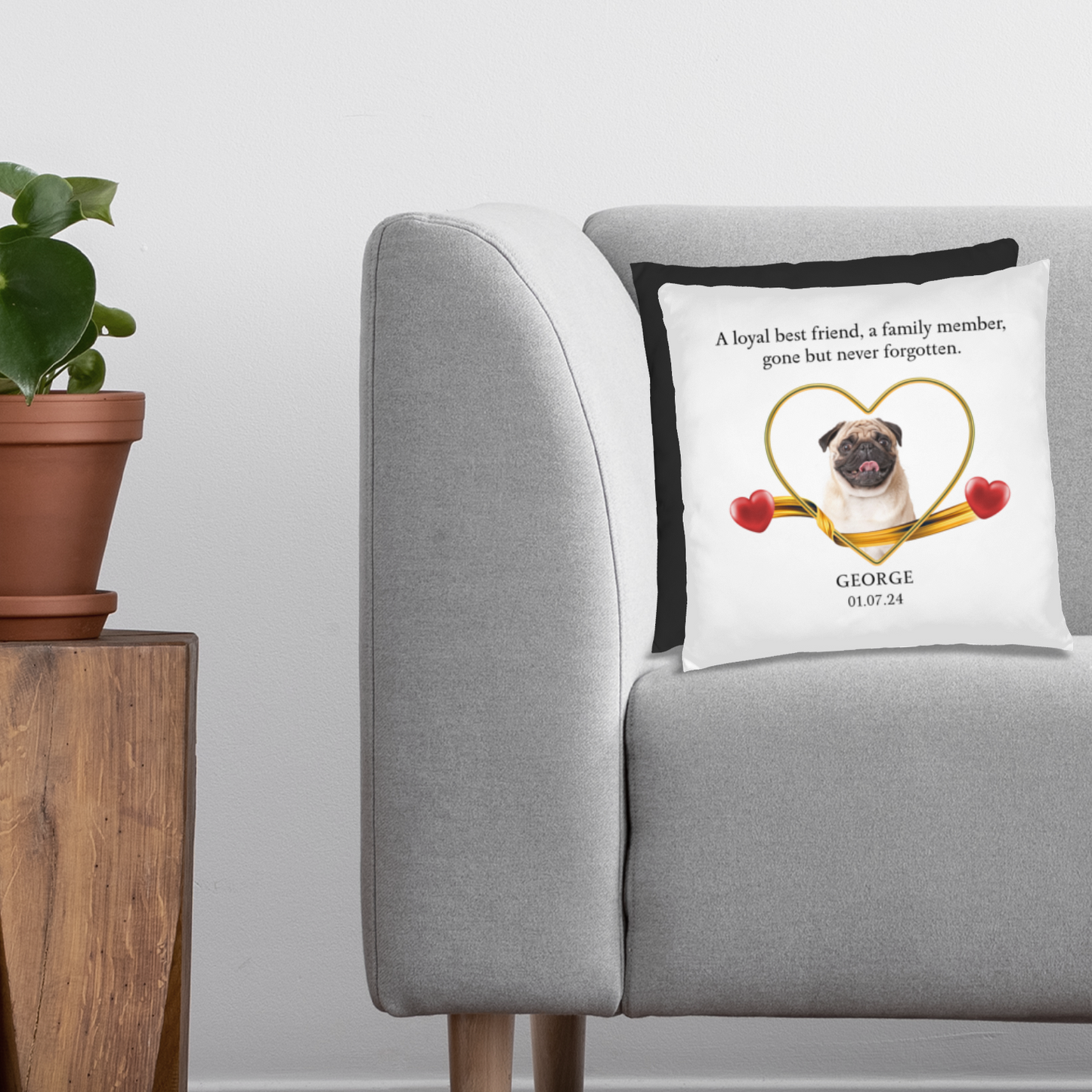 Personalized Pet Memorial Pug Pillow