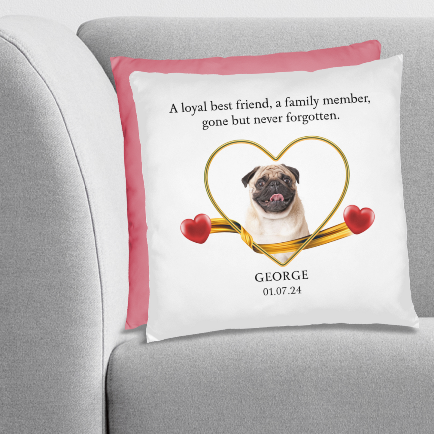 Personalized Pet Memorial Pug Pillow