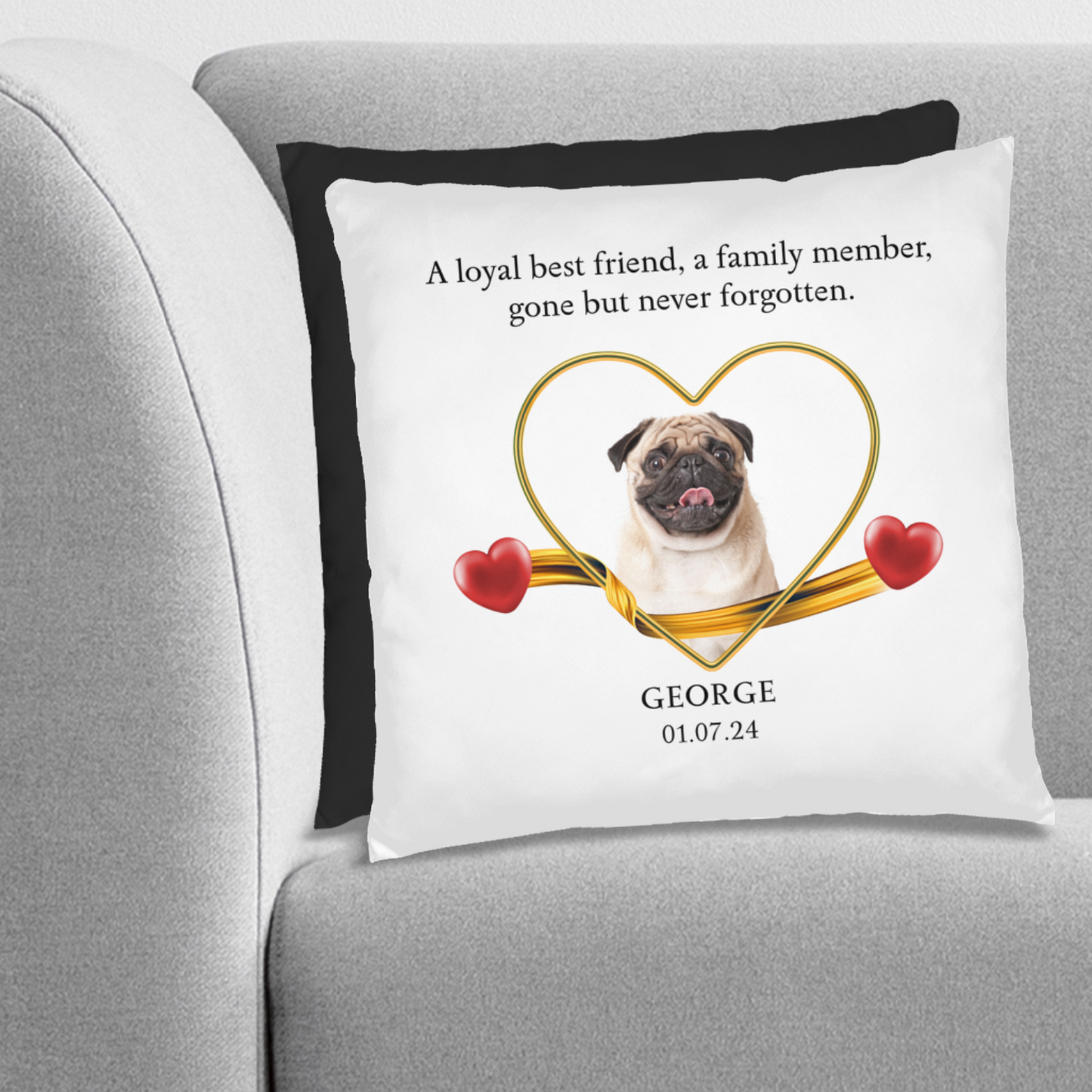 Personalized Pet Memorial Pug Pillow