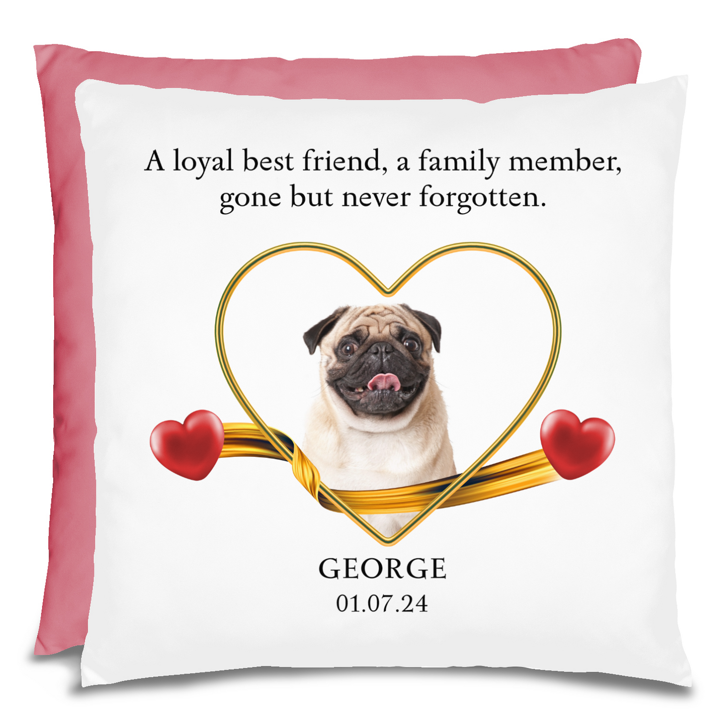 Personalized Pet Memorial Pug Pillow