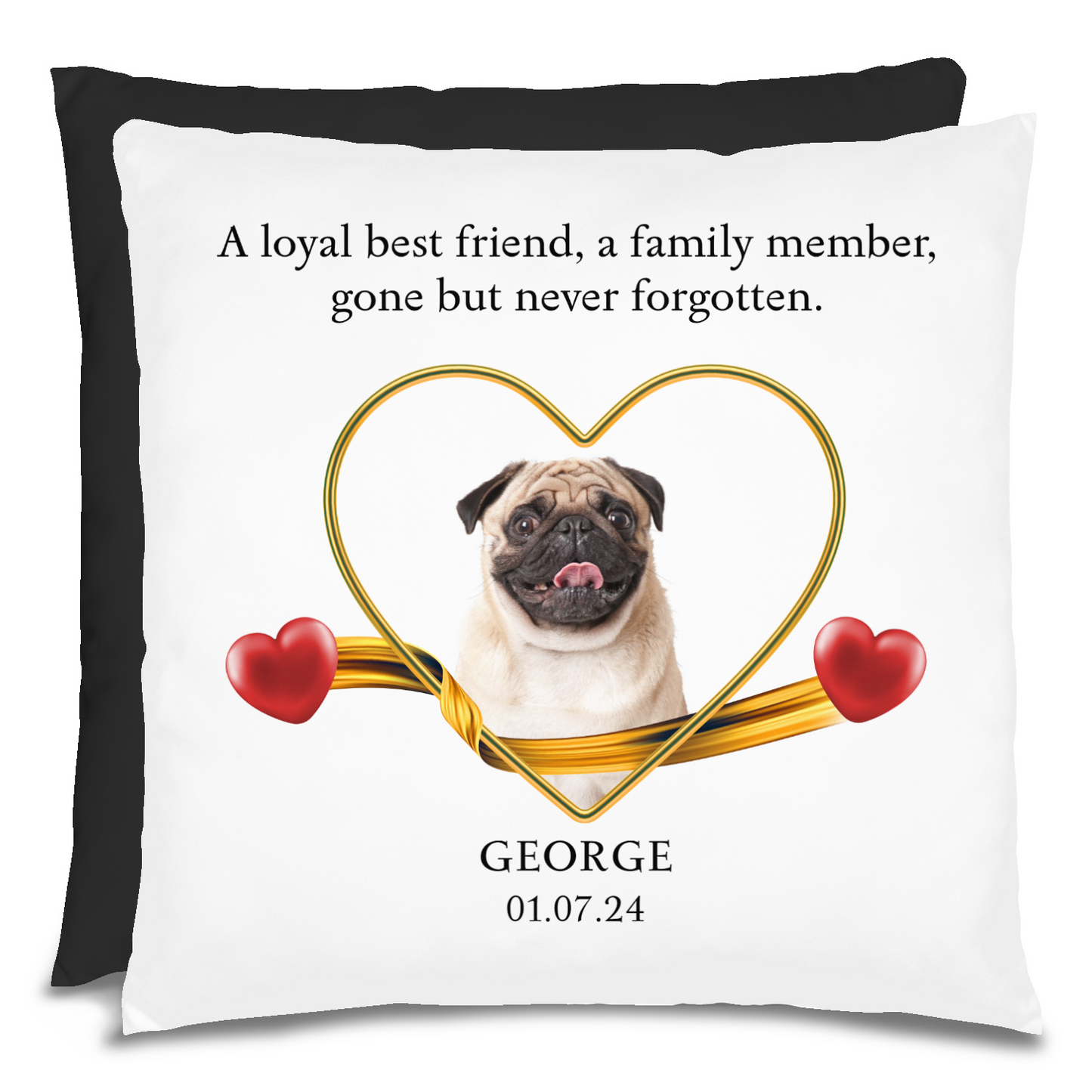 Personalized Pet Memorial Pug Pillow