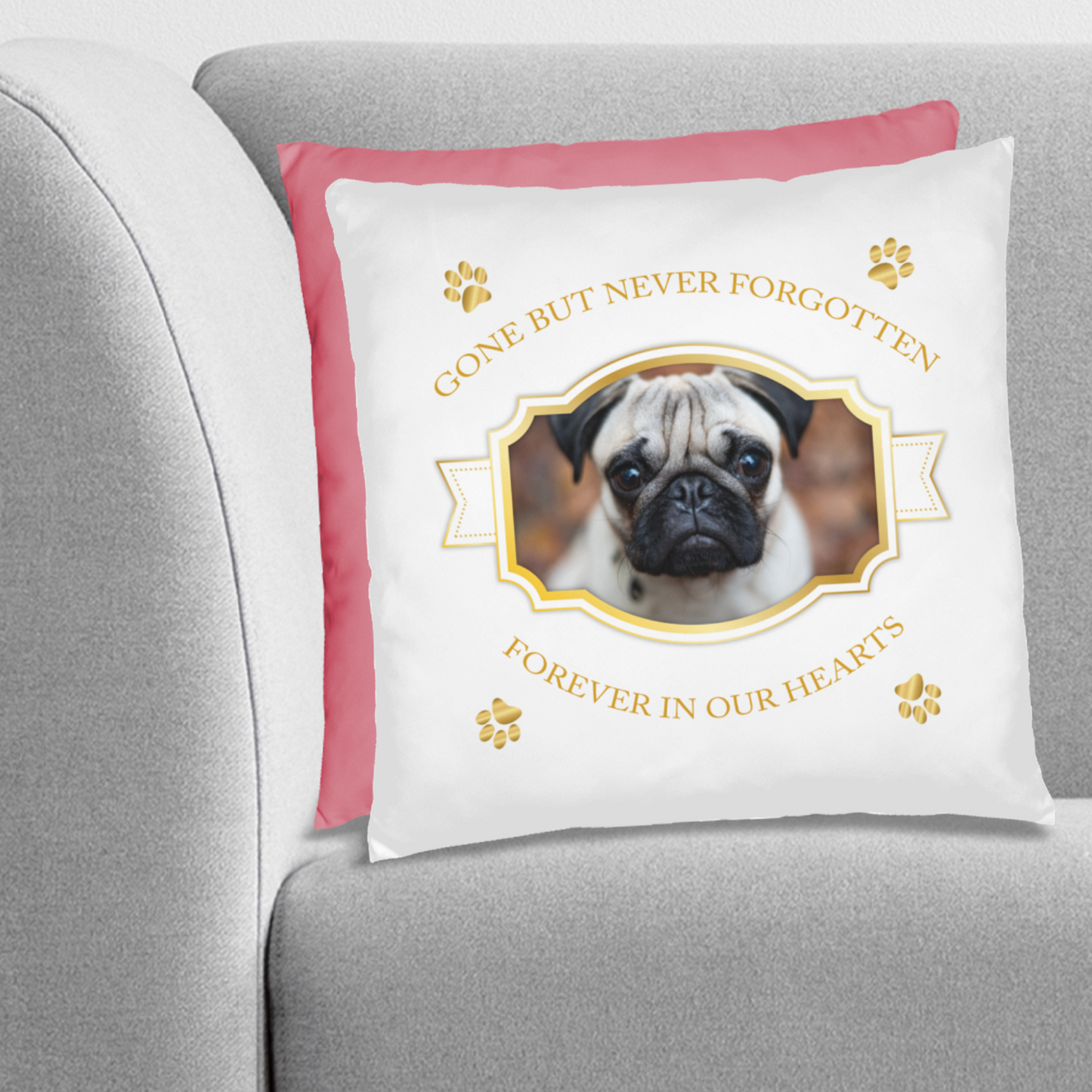 Personalized Pet Memorial Pug Pillow