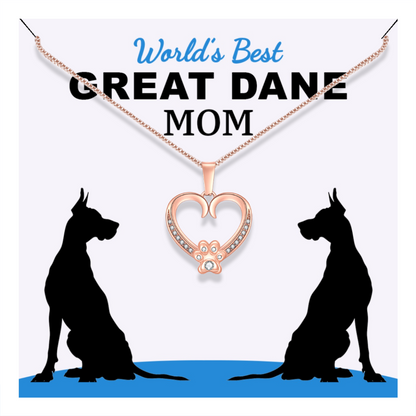 Worlds Best Great Dane Mom Paw Heart Pendant