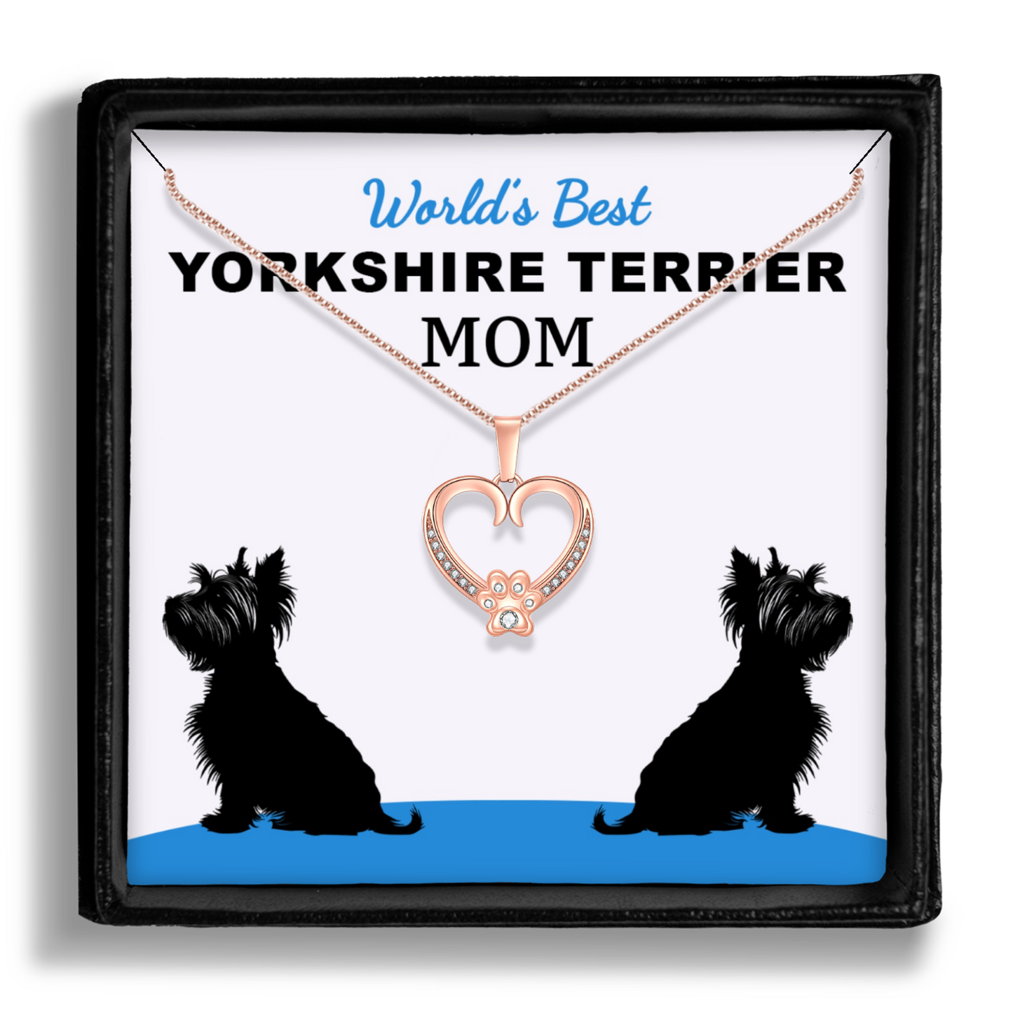 Worlds Best Yorkshire Terrier Mom Paw Heart Pendant