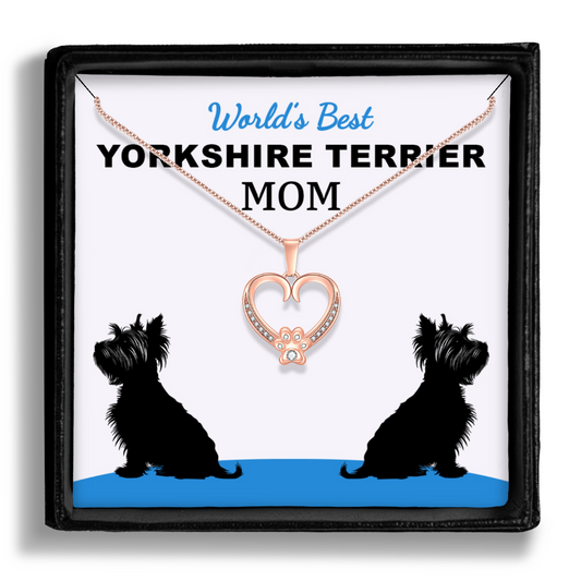 Worlds Best Yorkshire Terrier Mom Paw Heart Pendant