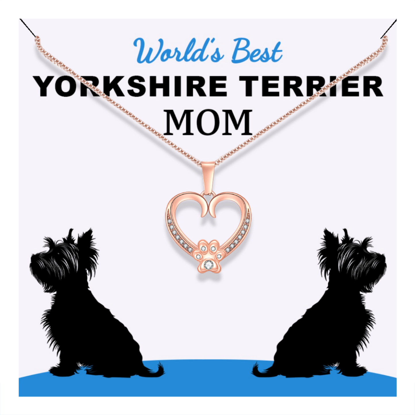 Worlds Best Yorkshire Terrier Mom Paw Heart Pendant