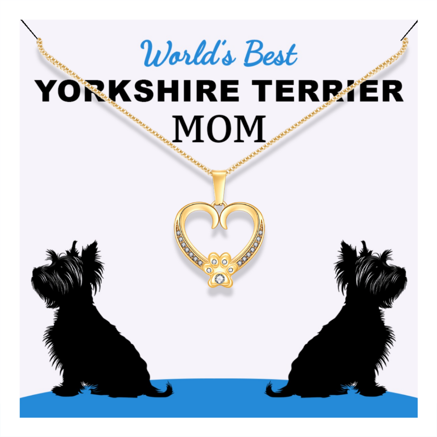 Worlds Best Yorkshire Terrier Mom Paw Heart Pendant