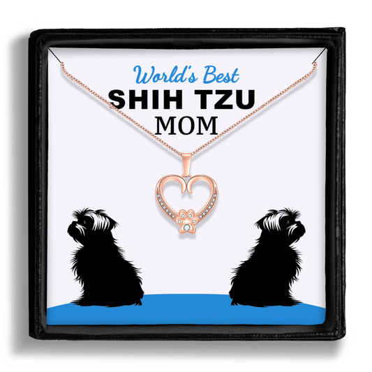 Worlds Best Shih Tzu Mom Paw Heart Pendant