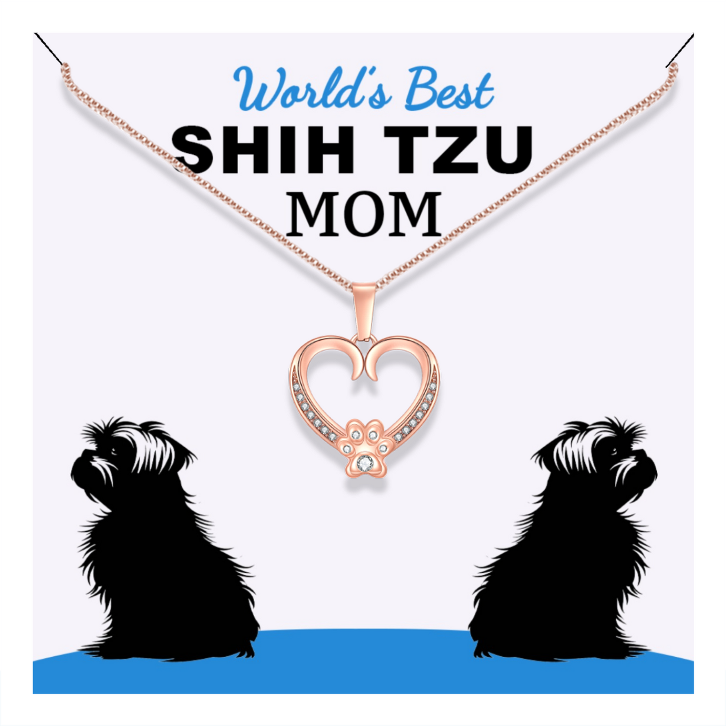 Worlds Best Shih Tzu Mom Paw Heart Pendant