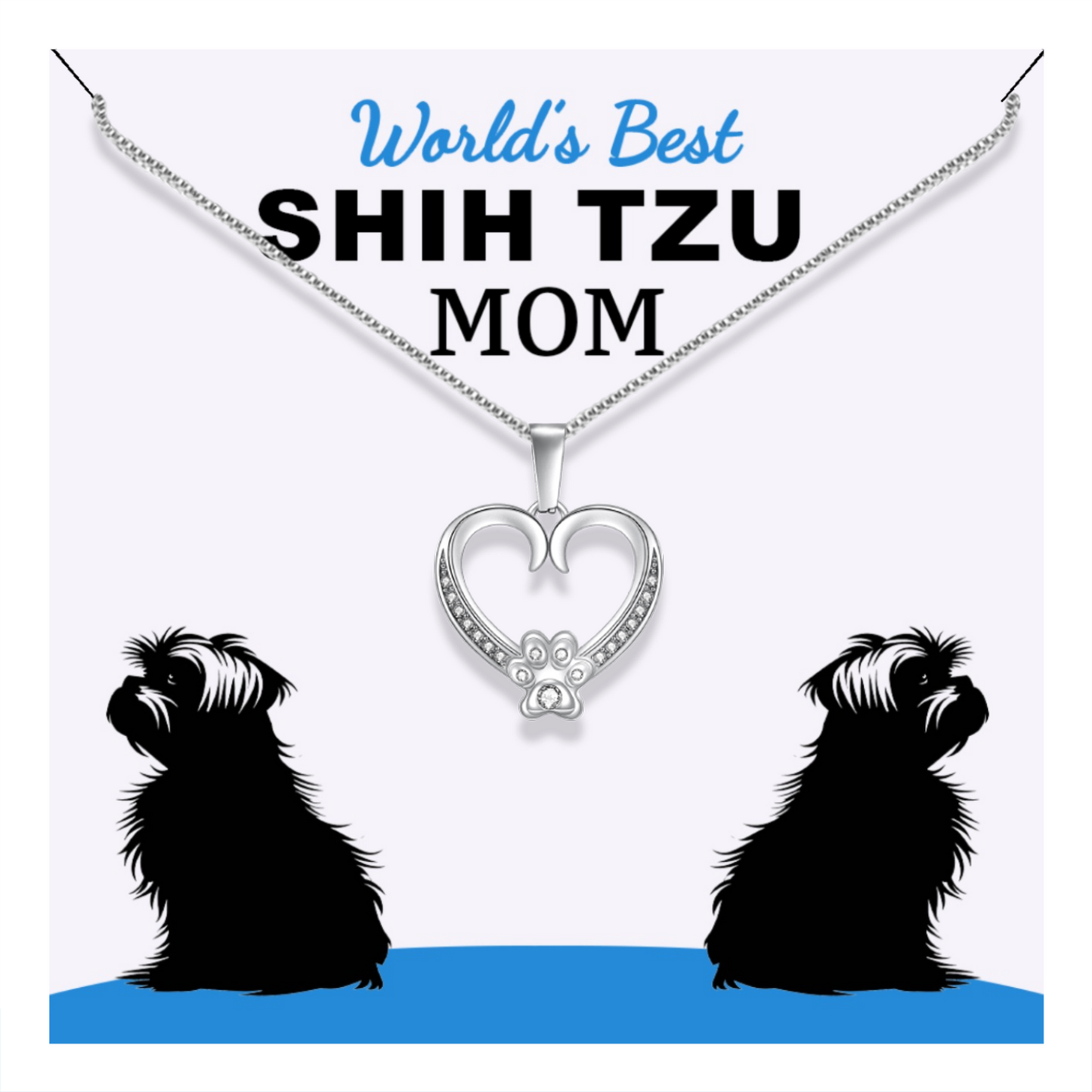 Worlds Best Shih Tzu Mom Paw Heart Pendant