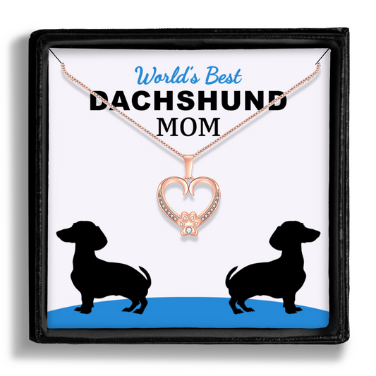 Worlds Best Dachshund Mom Paw Heart Pendant