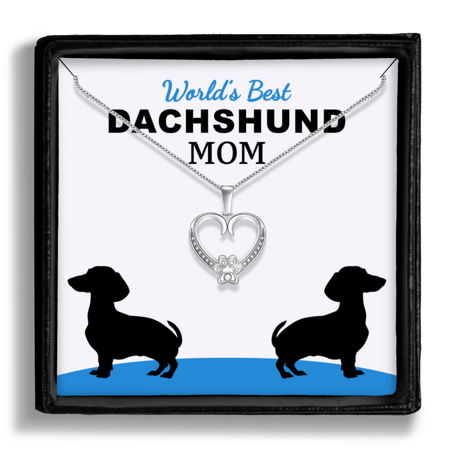 Worlds Best Dachshund Mom Paw Heart Pendant