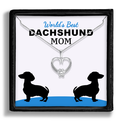 Worlds Best Dachshund Mom Paw Heart Pendant