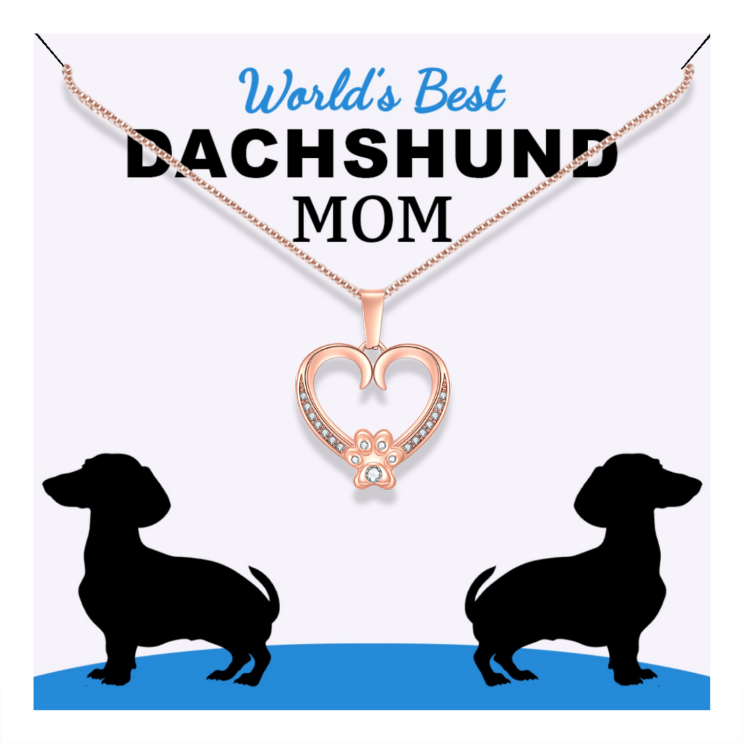 Worlds Best Dachshund Mom Paw Heart Pendant