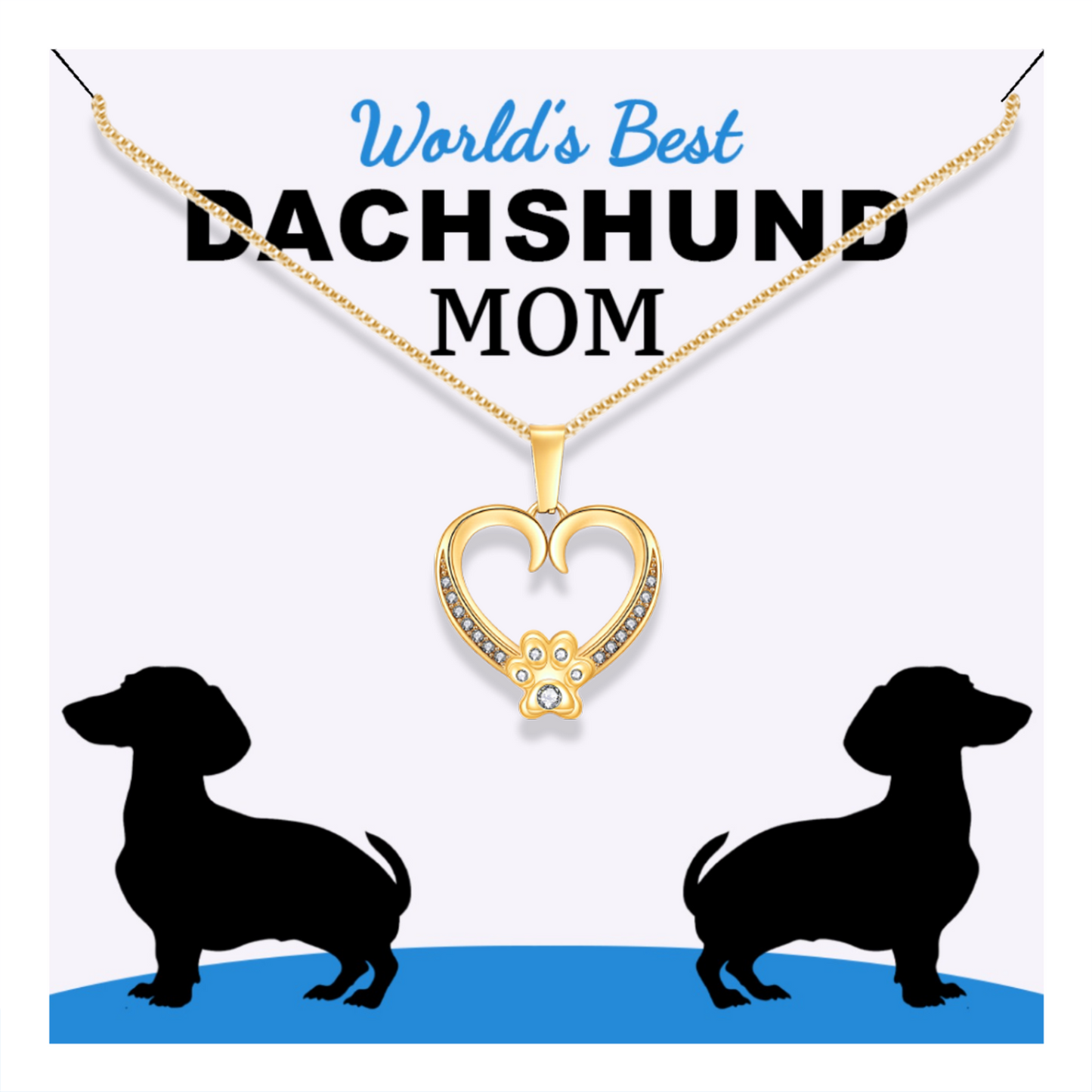 Worlds Best Dachshund Mom Paw Heart Pendant