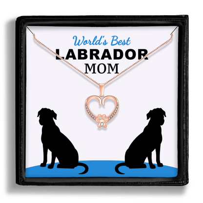 Worlds Best Labrador Mom Paw Heart Pendant