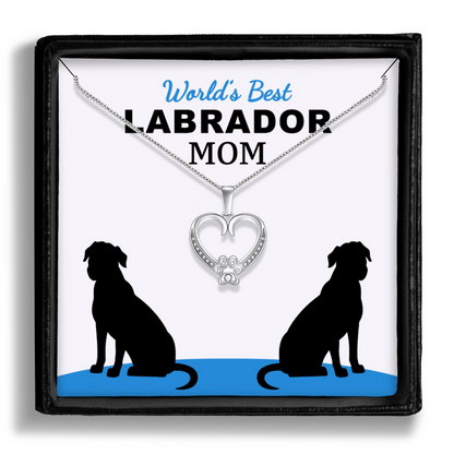 Worlds Best Labrador Mom Paw Heart Pendant