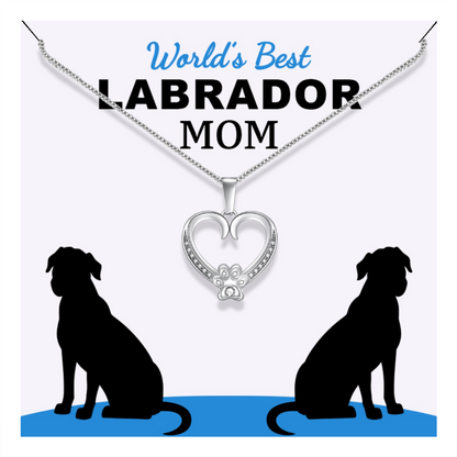 Worlds Best Labrador Mom Paw Heart Pendant