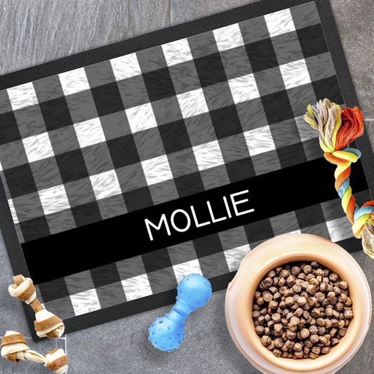 Labrador Pet Placemat With Plaid Design & Personalized Name