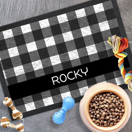 Great Dane Pet Placemat With Plaid Design & Personalized Name