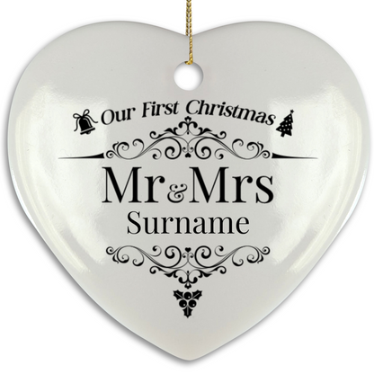 First Christmas Mr & Mrs Heart Shape Hanging Ornament 06