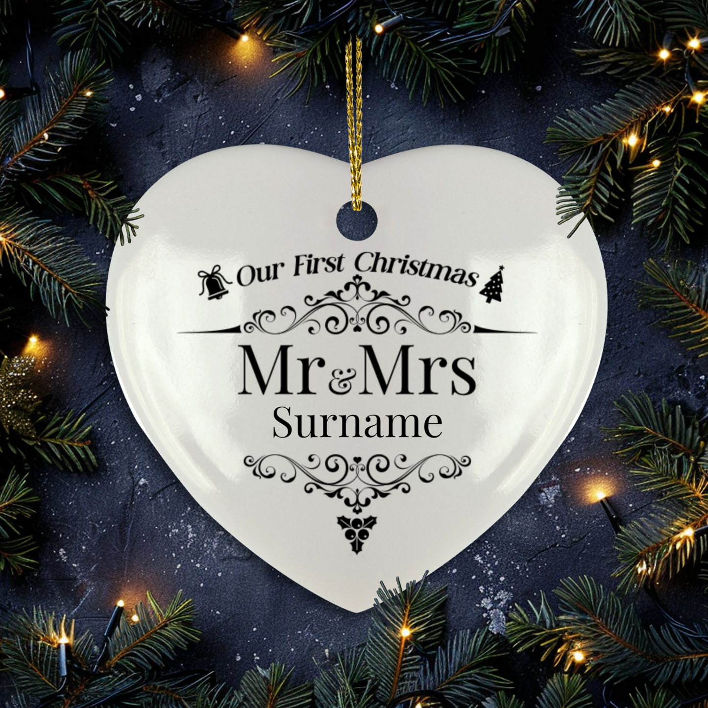 First Christmas Mr & Mrs Heart Shape Hanging Ornament 06