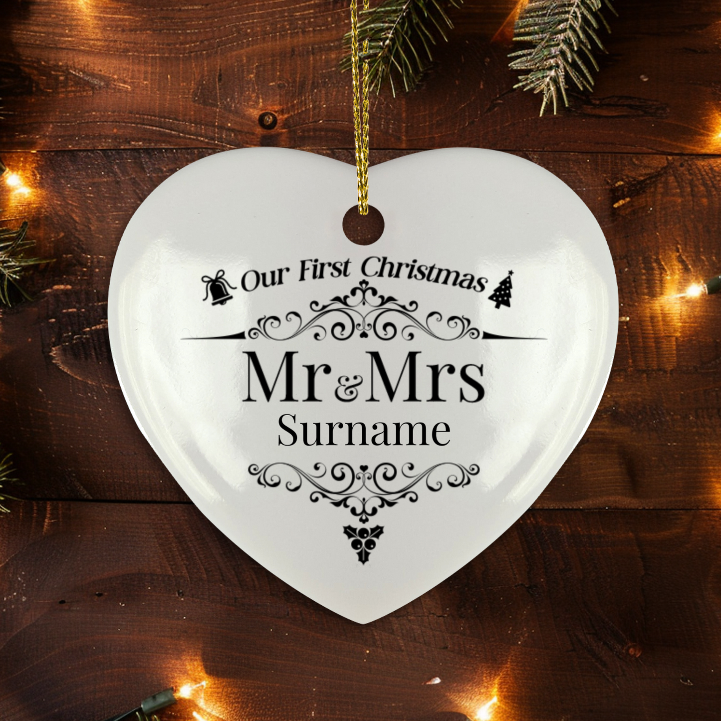 First Christmas Mr & Mrs Heart Shape Hanging Ornament 06