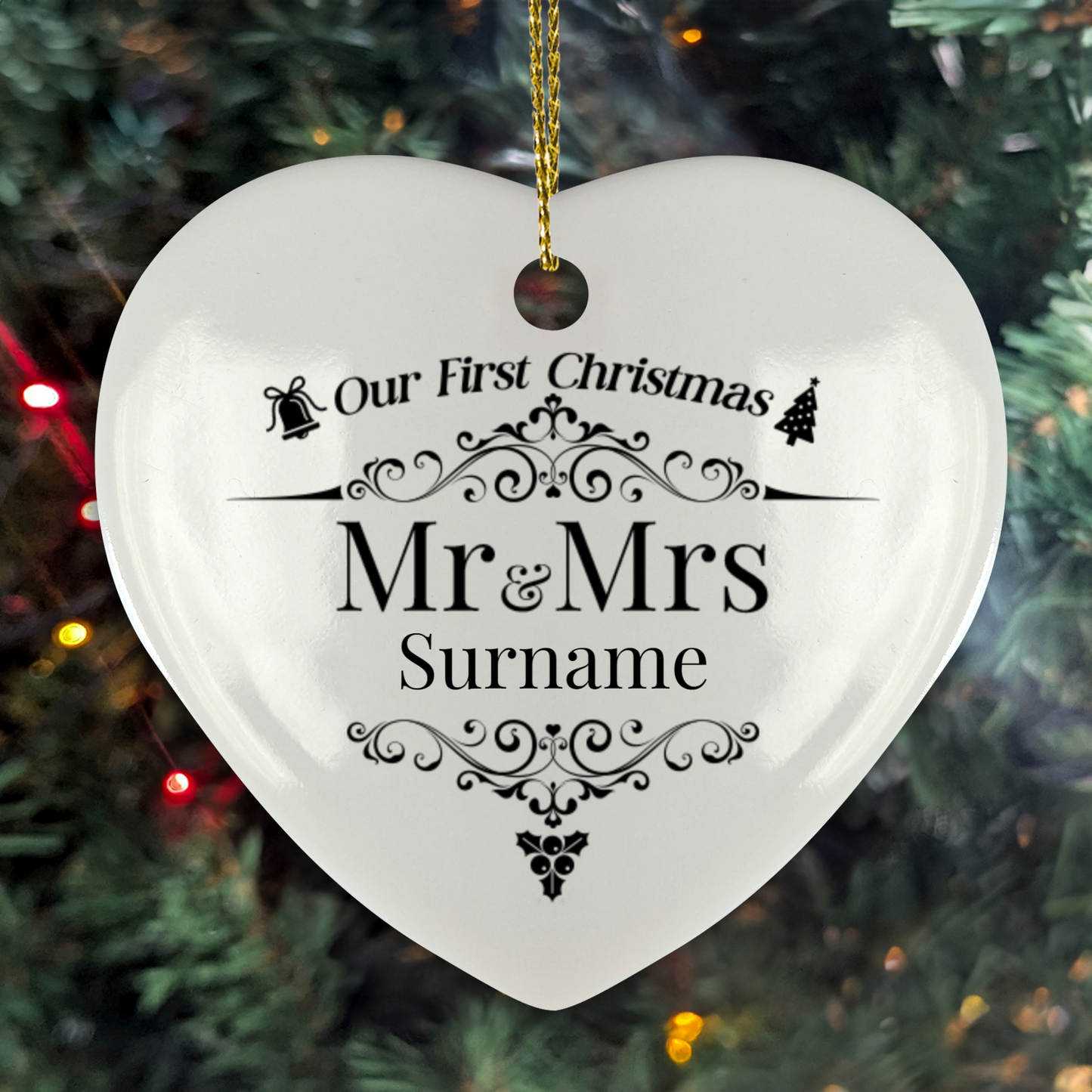 First Christmas Mr & Mrs Heart Shape Hanging Ornament 06