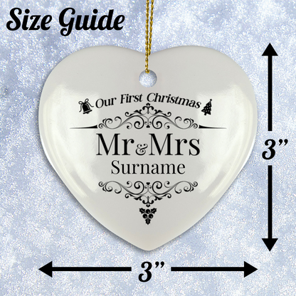 First Christmas Mr & Mrs Heart Shape Hanging Ornament 06