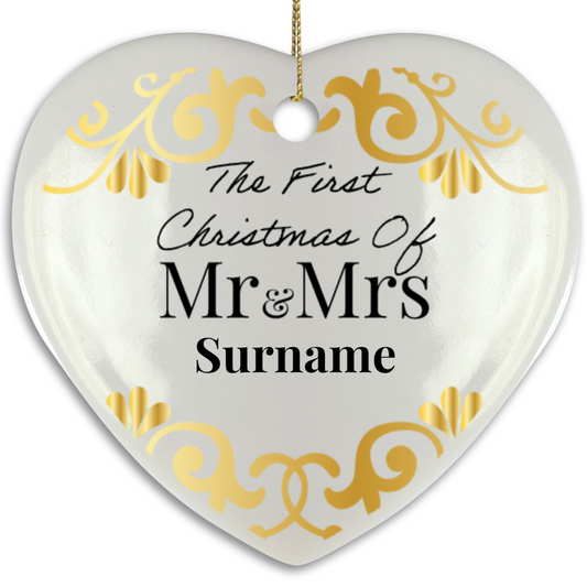 First Christmas Mr & Mrs Heart Shape Hanging Ornament 008