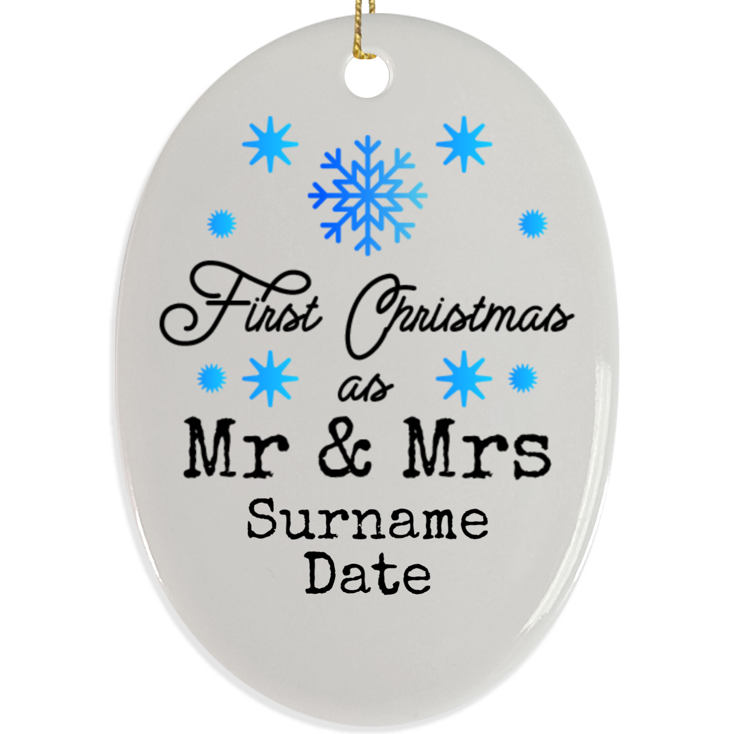 First Christmas Mr & Mrs Oval Hanging Ornament