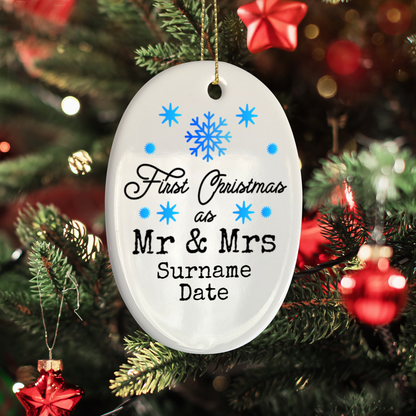 First Christmas Mr & Mrs Oval Hanging Ornament