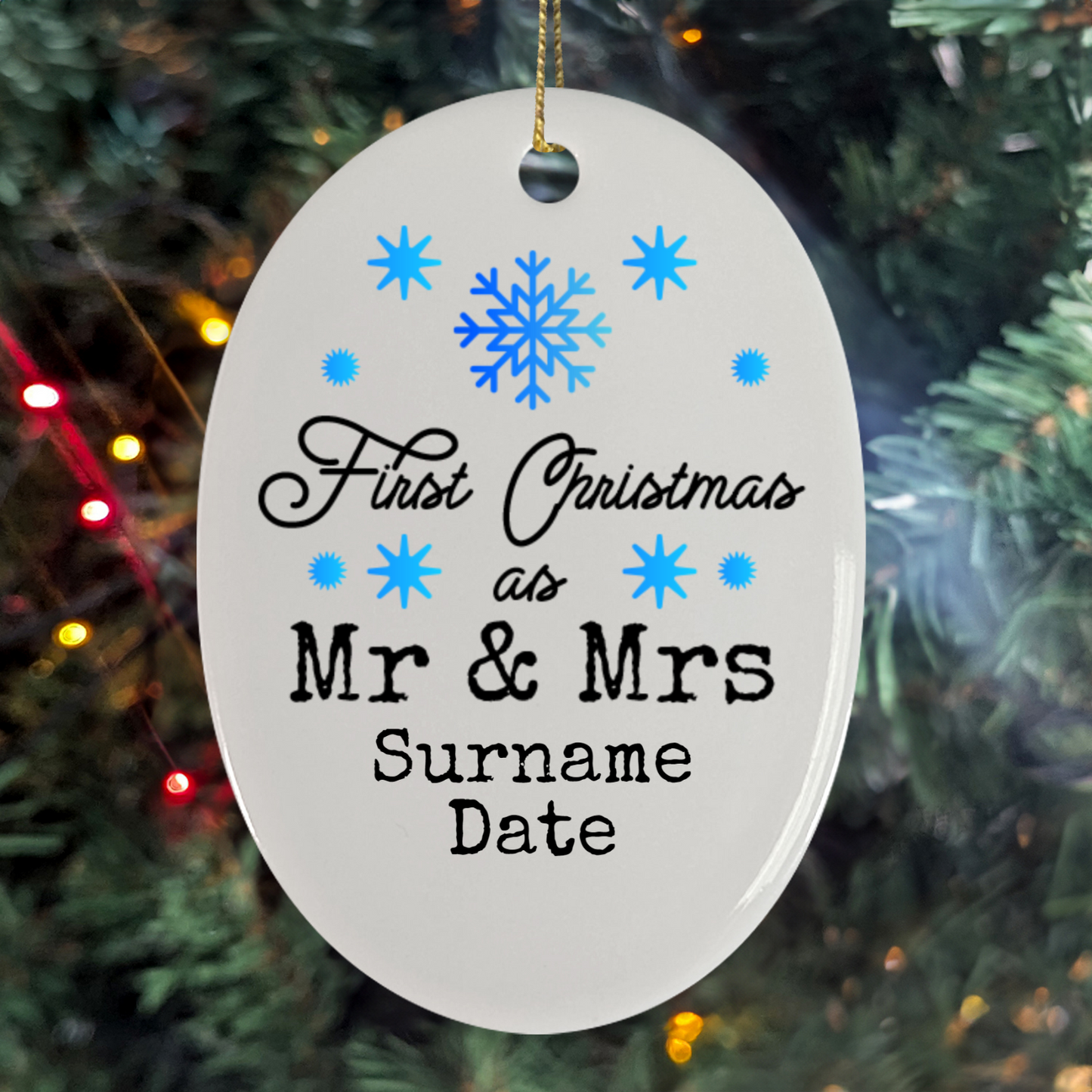 First Christmas Mr & Mrs Oval Hanging Ornament