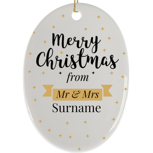 First Christmas Mr & Mrs Oval Hanging Ornament 003