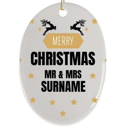 First Christmas Mr & Mrs Oval Hanging Ornament 004