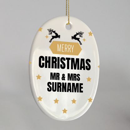 First Christmas Mr & Mrs Oval Hanging Ornament 004