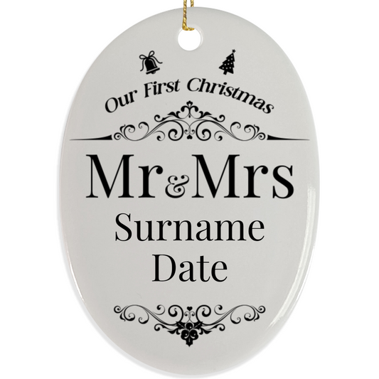 First Christmas Mr & Mrs Oval Hanging Ornament 006