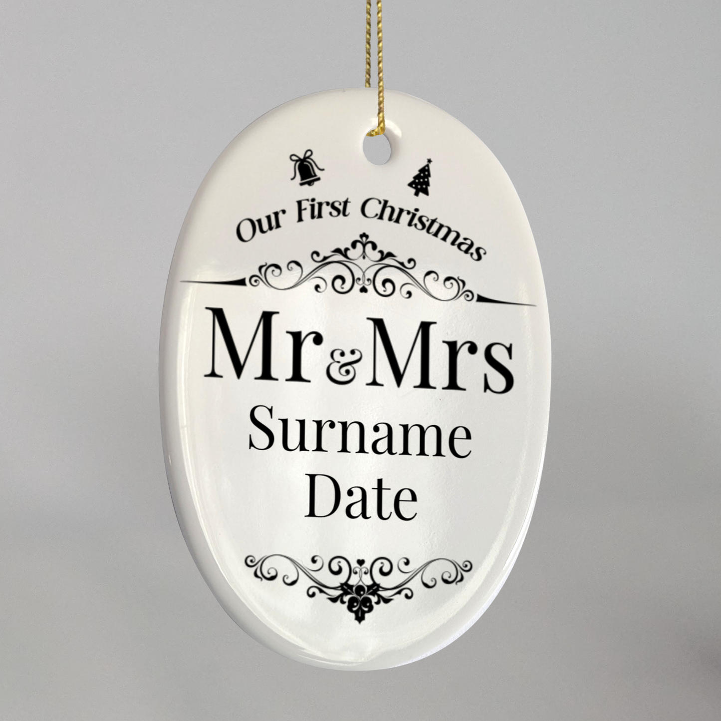 First Christmas Mr & Mrs Oval Hanging Ornament 006