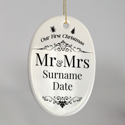 First Christmas Mr & Mrs Oval Hanging Ornament 006