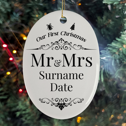 First Christmas Mr & Mrs Oval Hanging Ornament 006