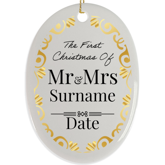 First Christmas Mr & Mrs Oval Hanging Ornament 008