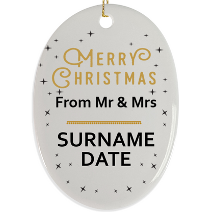 First Christmas Mr & Mrs Oval Hanging Ornament 009