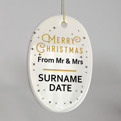 First Christmas Mr & Mrs Oval Hanging Ornament 009