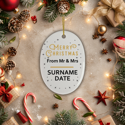 First Christmas Mr & Mrs Oval Hanging Ornament 009